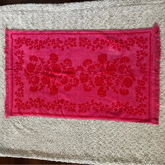 Monticello vintage bath luxury red pink floral 70s 60s mcm towel set gift 🩷❤️🩷